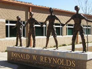 Reynolds statue outside entrance